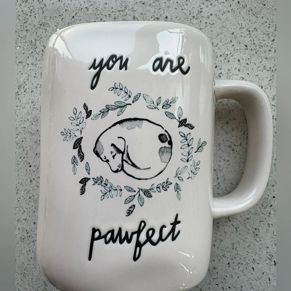 DUAL SIDED Rae Dunn YOU ARE PAWFECT white NWT ceramic 16 ounce A - Picture 1 of 8